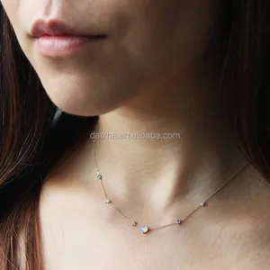 Tinh Tế Trắng Lửa Opal Mặt Dây Chuyền Phụ Nữ 925 Sterling Bạc Vòng Cổ Thanh Lịch Đá Tự Nhiên Thời Trang Đồ Trang Sức Quà Tặng