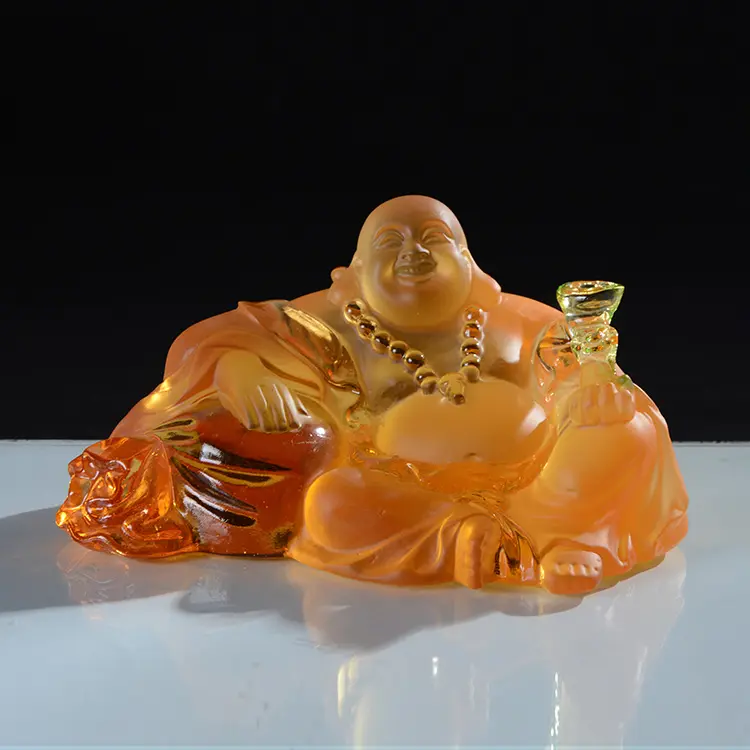 Kristall lachende Buddha-Statue mit Ruyi Maitreya Auto-Dekorations-Verzierung