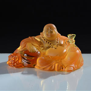 Cristal Laughing Buddha Maitreya Decoração Do Carro Ornamento Estátua Com Ruyi