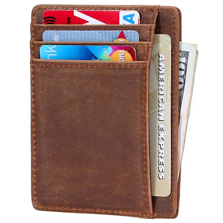 OEM कस्टम फैशन आरएफआईडी सामने जेब बटुआ minimalist सुरक्षित पतली क्रेडिट कार्ड धारक