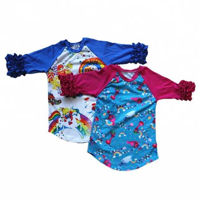 Оптовая продажа; Эксклюзивная Детская Футболка с рукавами реглан; Детские рубашки с рукавами 3/4; Детская одежда для девочек; Топы с рукавами реглан для девочек