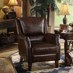 American Style Vintage <strong>Leather</strong> <strong>Armchair</strong> Over Tufted Tan <strong>Leather</strong> <strong>Reclining</strong> Sofa Chair Living Room Leisure Bedroom Accent Chair - Product Image 5