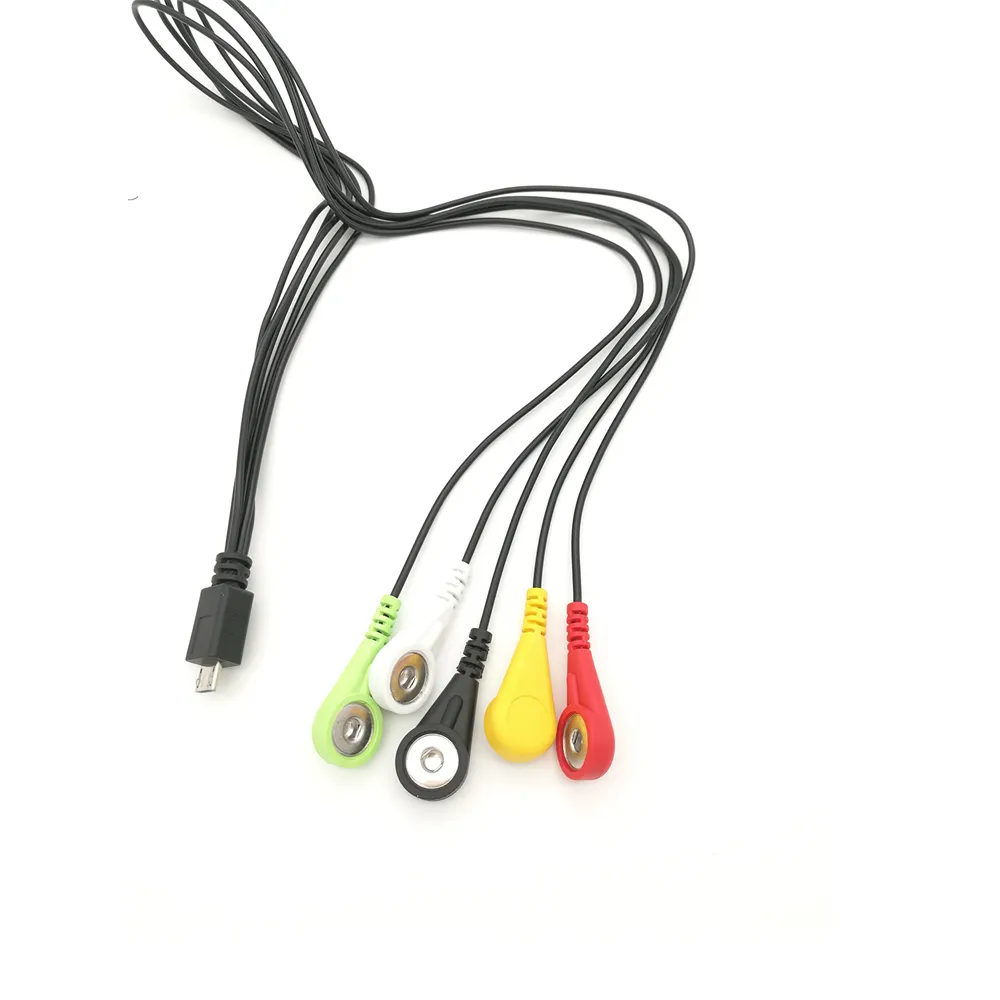マイクロ5ピンUSB-EMG/ECGスナップ電極ケーブル