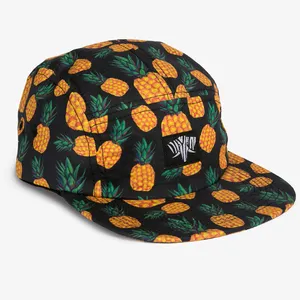 Custom full printed sublimation pineapple 5 panel hat