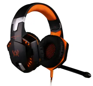 Fones de ouvido estéreo gaming para computador, kotion each g2000, com microfone, luz de led, fone de ouvido com fio, para jogos de pc