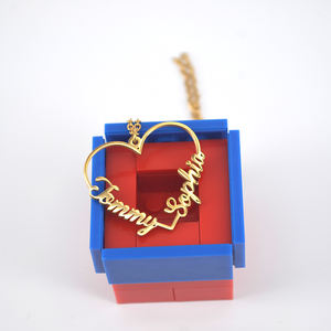 Collane da Donna in Acciaio Inossidabile Placcato <span class=keywords><strong>Oro</strong></span> <span class=keywords><strong>con</strong></span> Ciondoli a Forma di Cuore e Iniziali - Product Image 2