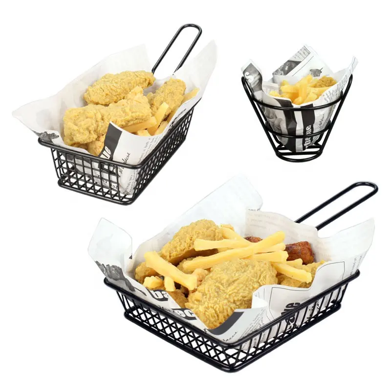 Attrezzi da ristorante cestino per Snack in ferro patatine fritte cestino per servire pollo cestino per friggere piccolo in acciaio inossidabile
