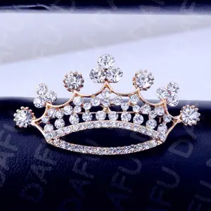 24 k goud rose broche Decoratieve Kleding Crystal Broche Wedding Bridal Shiny Rhinestone Crown Broche Pin