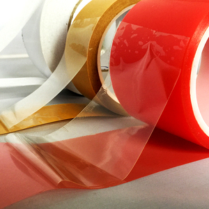 <span class=keywords><strong>Cinta</strong></span> adhesiva <span class=keywords><strong>transparente</strong></span> reutilizable de doble cara, <span class=keywords><strong>cinta</strong></span> de poliéster con revestimiento rojo, blanco y amarillo - Product Image 2