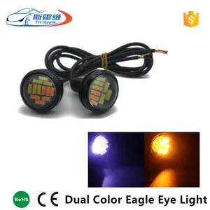 Xe LED kép màu EAGLE mắt đèn 4014 12 SMD 23mm Styling DRL tự động ban ngày chạy đèn sao lưu ngược bóng đèn trắng + hổ phách DC12V - Product Image 2