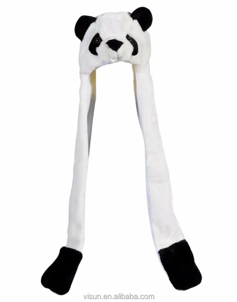 Plush Panda Hat Novelty Cap Animal Costume Beanie With Long Paws