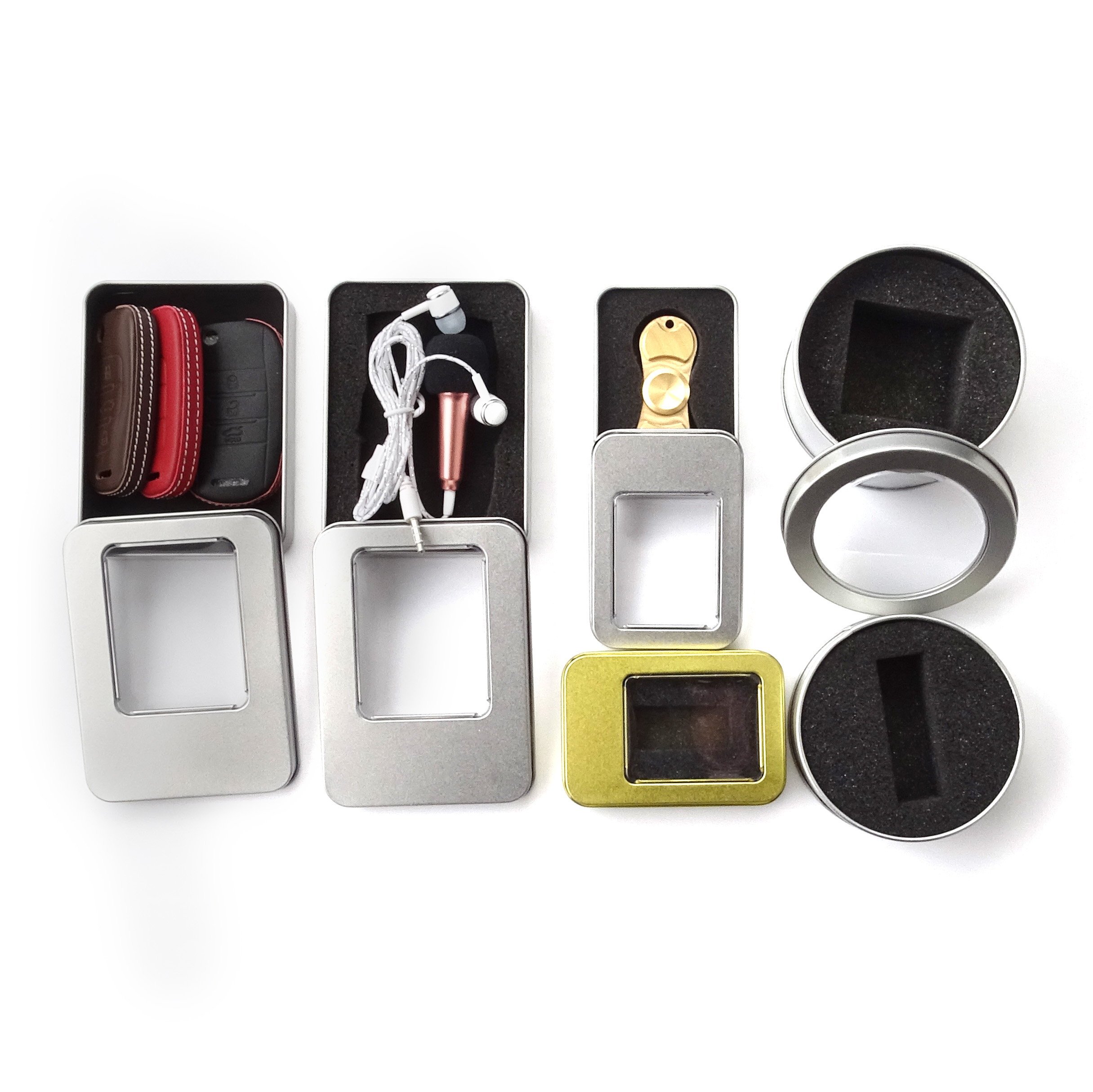 Мини жестяная коробка с прозрачным окошком из ПВХ