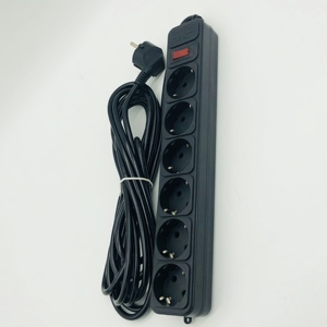 Schuko <strong>Plug</strong> 6 Outlets Electric Power Strip <strong>Extension</strong> <strong>Socket</strong> With Switch Hot Selling Black Standard Grounding - Product Image 3