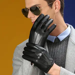 Wholesale windproof motorcycle driving warm winter touch screen man PU leather gloves