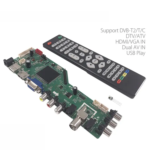 RR52C. 81A Digitale Signaal DVB-C DVB-T2 DVB-T Universele LCD TV Controller Driver Board Russische USB play Movie Dual AV IN