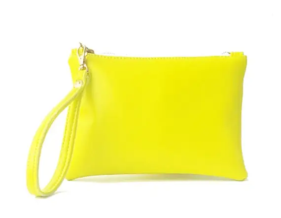 Pulseira de couro de celular personalizada, bolsa amarela neon
