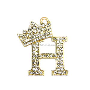 Design personalizzato Accettabile <span class=keywords><strong>Alfabeto</strong></span> Iniziale <span class=keywords><strong>Lettere</strong></span> H E La Corona di Modo Collane Fare Hip Hop di Fascini & Pendenti - Product Image 3