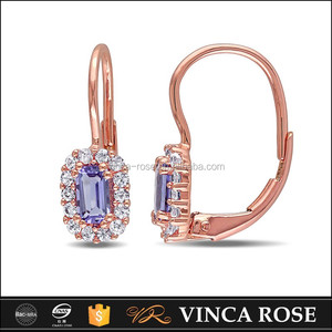 Palo de Rosa indio clip en los pendientes de oro, 14 <span class=keywords><strong>k</strong></span> oro de la joyería al por mayor - Product Image 1