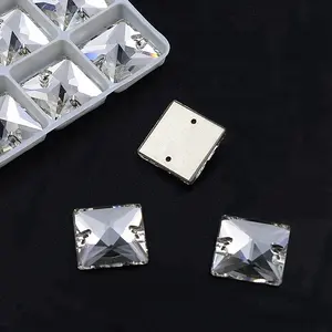 Pyramid sew on crystal rhinestones, square shape sew on glass stones