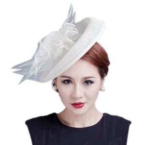 Chapeau de cérémonie en sinamay pour femmes, fascinateur de <span class=keywords><strong>mariage</strong></span>, chapeau de fête britannique, chapeau de <span class=keywords><strong>mariage</strong></span>, vente en gros à prix réduit - Product Image 3