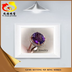 Alta calidad de brasil <span class=keywords><strong>cristal</strong></span> Natural 925 de plata amatista en bruto anillo - Product Image 3