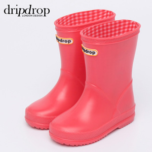 Dripdrop çocuk yağmur çizmeleri yürümeye başlayan/küçük çocuk PVC çizmeler naif su geçirmez Unisex genç yağmur çizmeleri özelleştirilmiş pamuk kumaş