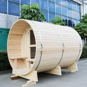 Profesional Disesuaikan 2-4 Orang Tanpa Teras Warna Kayu Hemlock Sauna Portabel dengan Pemanas Sauna