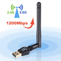 1200Mbps 5.8ghz double bande longue portée récepteur réseau sans fil realtek rtl8812au adaptateur wifi usb