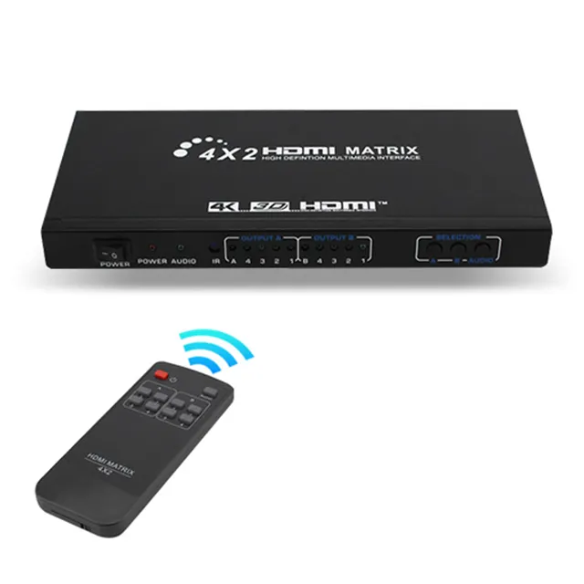 4 Input 2 Output 4K*2K Metal Alloy 1080P DC3.5 HIFI HDTV Optical Fiber hdmi Matrix Switcher