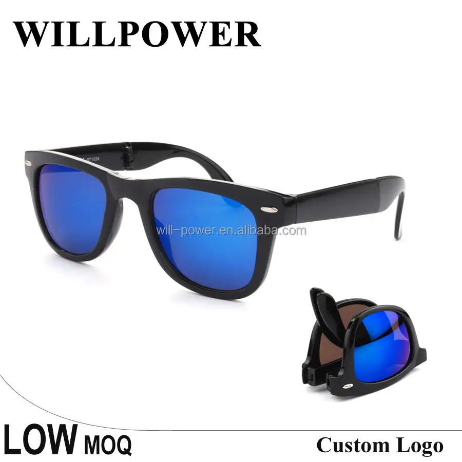 Mate negro plegables gafas azul espejo plegable gafas de sol de China mayorista