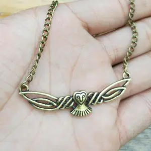 Perak Antik Norse Viking Rune Simpul Owl Liontin Kalung Daya Jimat Liar Jimat Kalung Pria