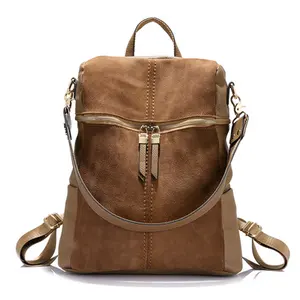 Popular fashion Nuback leather beautiful travelling ladies shoulder backpack