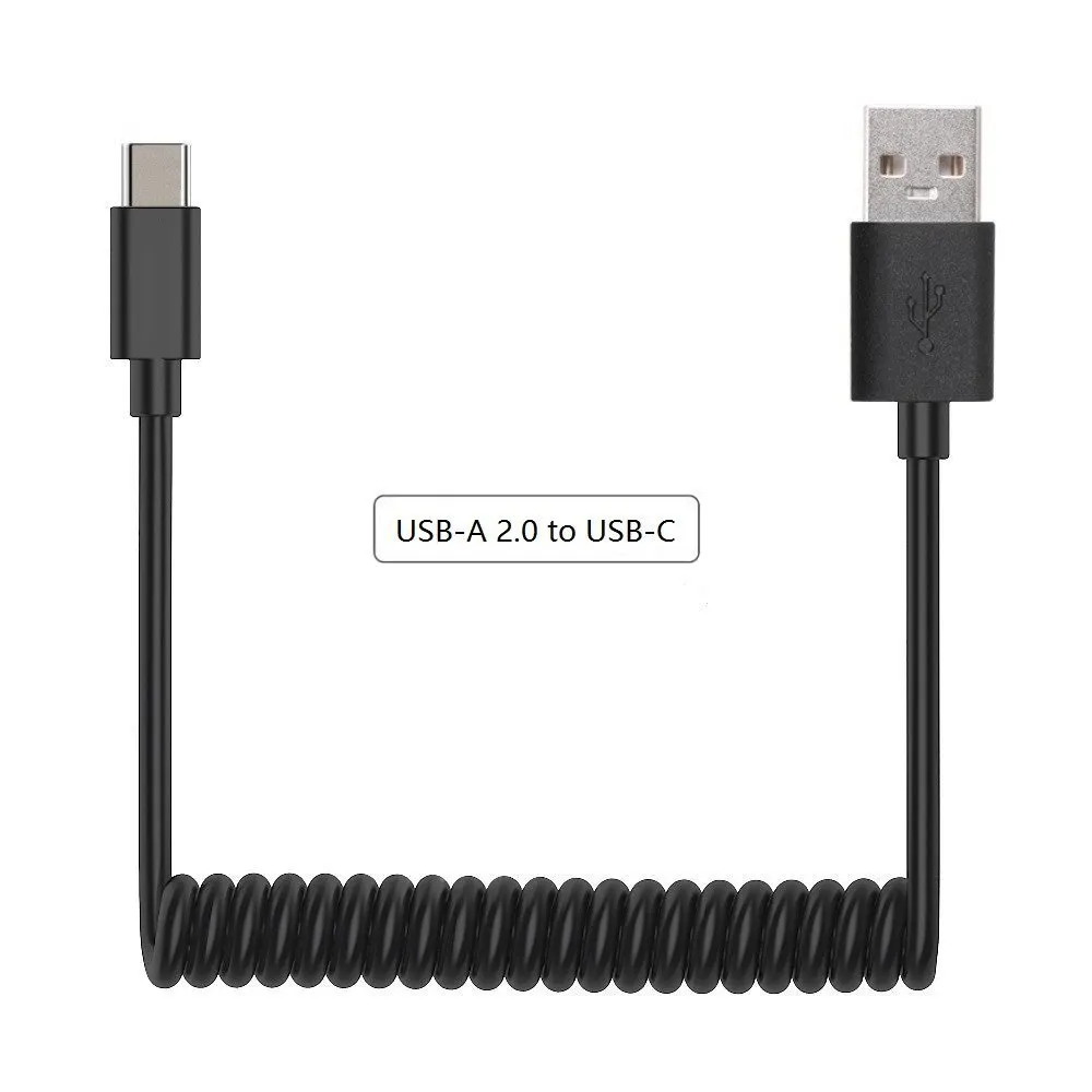Kabel Koil USB Tipe C, Kabel USB Tipe C Ke USB 2.0 3ft, Kabel Sinkronisasi Pengisian Daya Cepat untuk Google Pixel dan Perangkat Tipe-c Lainnya