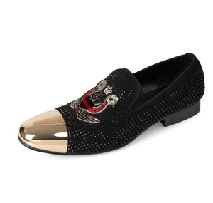 NA190-<span class=keywords><strong>mocasines</strong></span> de Metal hechos a mano con cristales negros para hombre, <span class=keywords><strong>mocasines</strong></span> cómodos con fondo, zapatos de marca de lujo a la moda para el estrés - Product Image 4