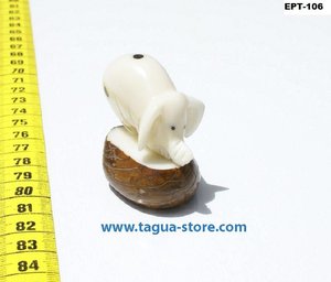 รูปปั้นถั่วรูปหมูหมูหมูแกะสลักด้วยมือสไตล์ทะเลงานฝีมือศิลปะงาช้างงานฝีมือธรรมชาติจากเอกวาดอร์ - Product Image 4