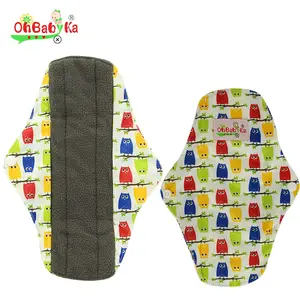 Ohbabyka-almohadilla sanitaria suave para mujer, bragas lavables y reutilizables, tela Super absorbente con alas