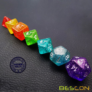 Set di Dadi Poliedrici Bescon Unicorns Rainbow Sparkled per D&D, Set di 7 Dadi Colorati per Giochi di Ruolo RPG - Product Image 6