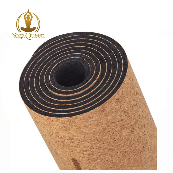 100% cortiça impresso tapete de yoga de borracha natural com logotipo personalizado/tapete de yoga Antiderrapante Eco-Friendly com Alça de Transporte