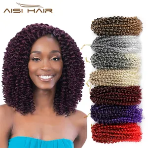 Aisi Pelo Rizado Crochet Marley trenza de pelo trenzado Ombre extensiones de cabello sintético trenzas de Crochet para mujeres negras