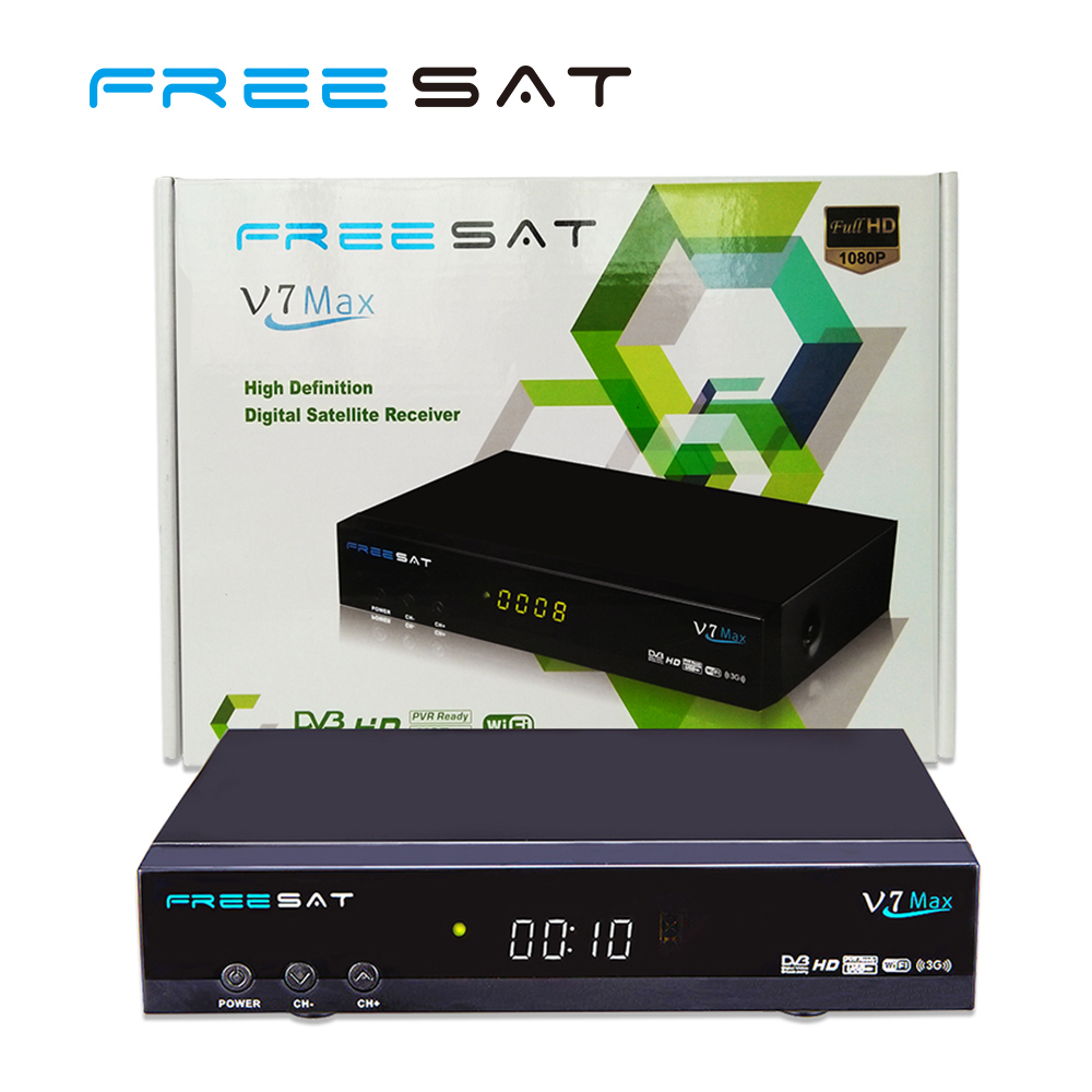 Mini HD DVB-S2 de Satélite Digital TV Receptor Freesat V7 Max Árabe FTA Decodificador MPEG4 Apoyo PowerVu