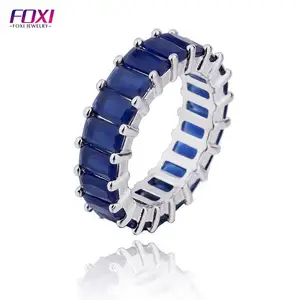 foxi wholesale brazilian jewelry blue zircon 925 italian silver men's ring