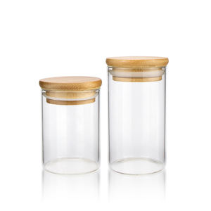 Pot hermétique en verre borosilicate avec couvercle en liège de <span class=keywords><strong>bambou</strong></span>, récipient de stockage des aliments, épices, étanche à la chaleur - Product Image 5