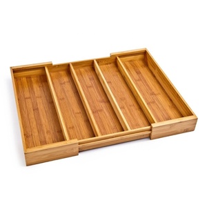 Clásicos de bambú ampliable que cajón organizador con divisor ajustable herramienta de cocina organizador de cajones de Bambú - Product Image 4