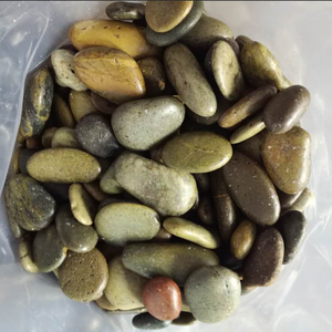 Testa emisferica serbatoio naturale piatto caduto <span class=keywords><strong>fiume</strong></span> lucido pietra nera ciottolo per l'abbellimento - Product Image 5