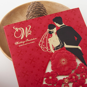 中国红色婚礼请柬热卖激光切割卡婚礼为婚礼客人 - Product Image 3