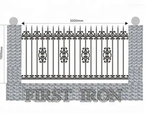 Ornamental iron fence panels design for garden, villa iron fences price, iron fence drawing design