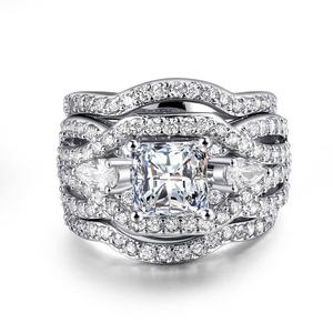 Classic Marquise Shape Cubic Zirconia 3 <strong>Rings</strong> Sets <strong>Black</strong> Gold Color Party Wedding Jewelry for Women Gift - Product Image 1