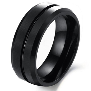 Anillos baratos de acero inoxidable chapado en oro de alto pulido al por mayor <span class=keywords><strong>Europa</strong></span> América nuevo anillo de joyería de acero inoxidable negro para hombres - Product Image 1