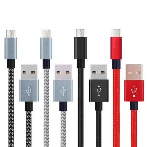 Câble Micro USB, 3,2/6FT/9ft en Nylon tressé, charge rapide, câble de données, avec connecteur