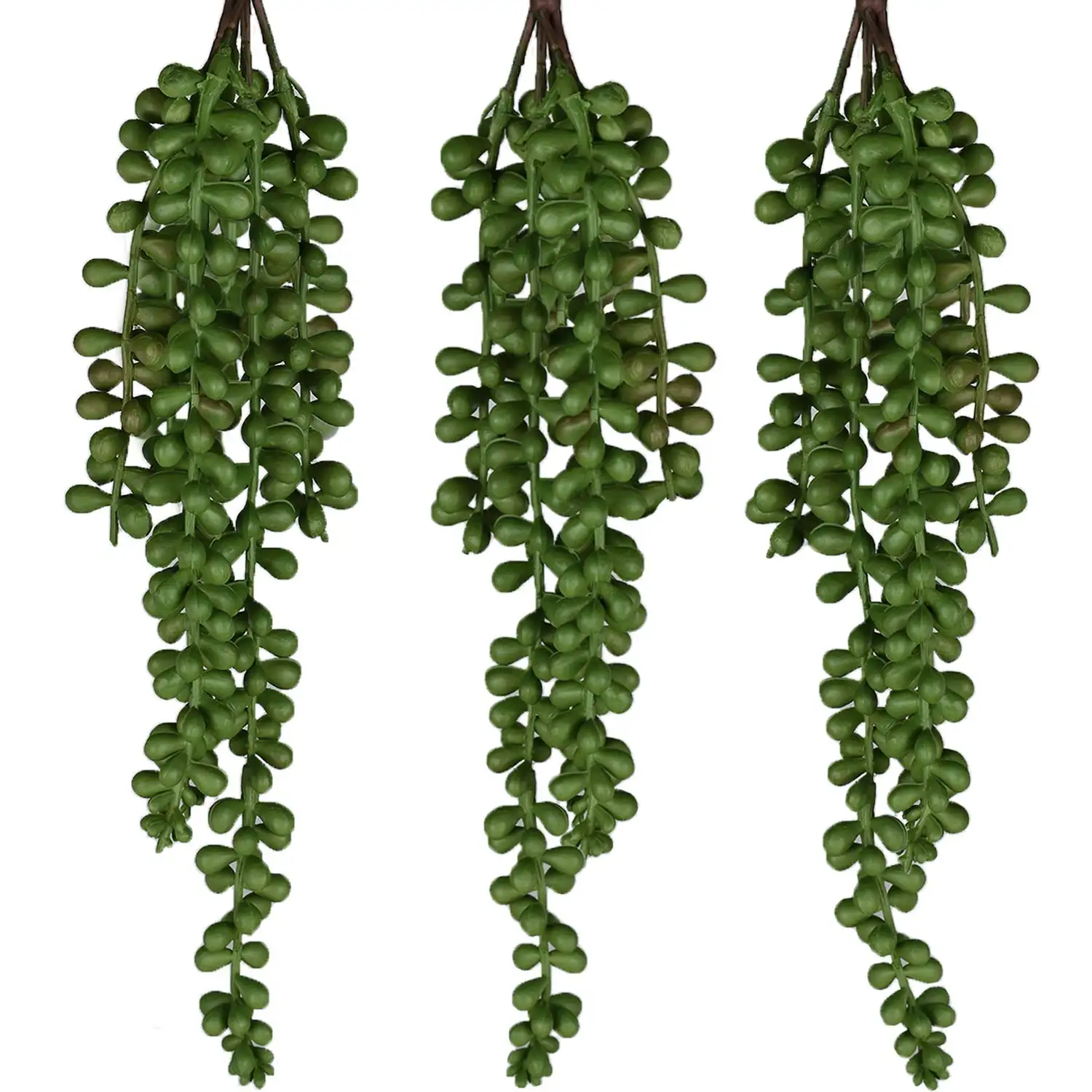 Artificial Succulents - 3 Pack Hanging StringのPearls Plant - Create Realistic Succulent Arrangements、Faux Potted Succulent